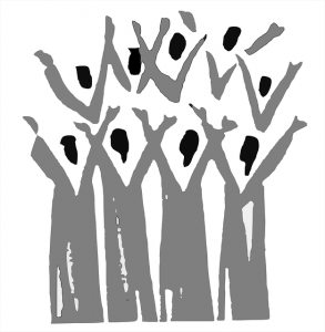 Ein stilisierter Chor, die Hände wie zum Lobpreis erhoben; Quelle Pixabay