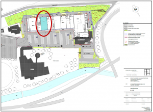 Die Anlage 2 zur 1. Änderung der Bauleitplanung Fachmarktzentrum am Stadion. Dieses Bild zeigt den Freiflächenplan.