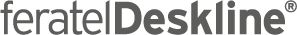 Logo des Buchungs- und Informationssystems "Deskline" In antrazith auf weißem Grund stehen die Worte "feratelDeskline".