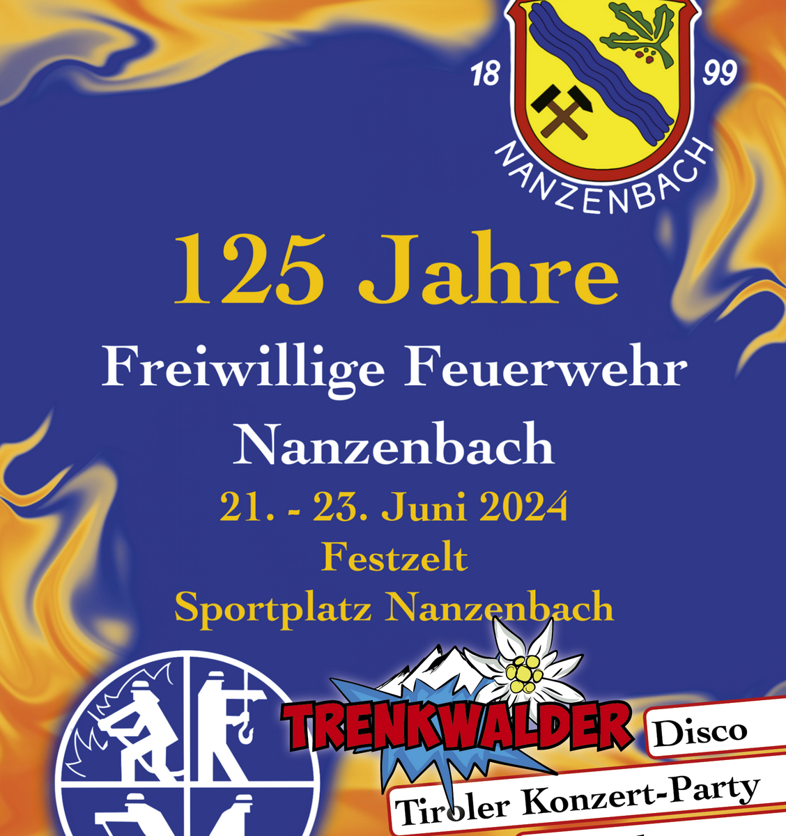 Bild vom Flyer zur Jubiläumsveranstaltung 125 Jahre Freiwillige Feuerwehr Nanzenbach. Mit Klick aufs Bild gehts zur Veranstaltung.