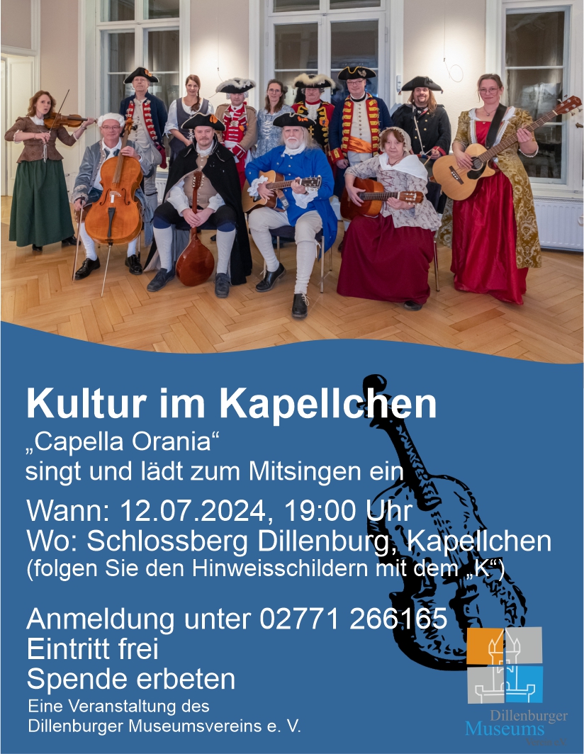 Plakat zur Veranstaltung Kultur im Kapellchen mit Capella Orania