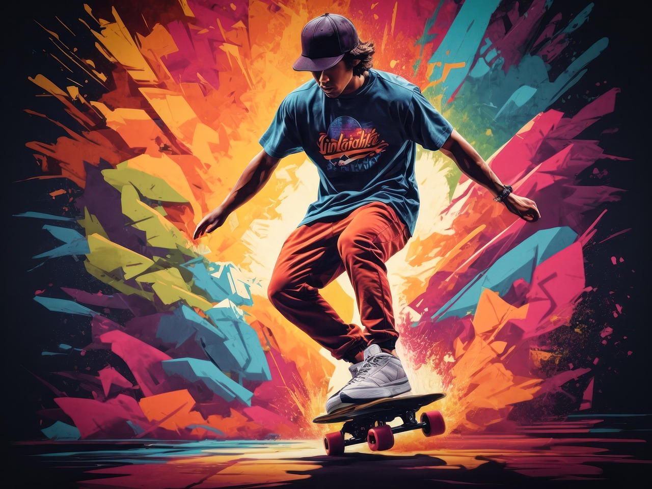 Ein Jugendlicher auf einem Skateboard vor einem bunten Hintergrund. Mit Klick aufs Bild geht´s zum ganzen Artikel. Bild: Franz26 auf Pixabay