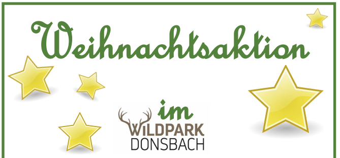 Hinweis Weihnachtsaktion im Wildpark Donsbach. Mit Klick aufs Bild geht´s zum ganzen Artikel.