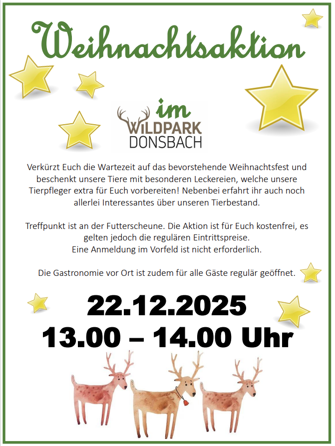 Plakat Weihnachtsaktion im Wildpark Donsbach.