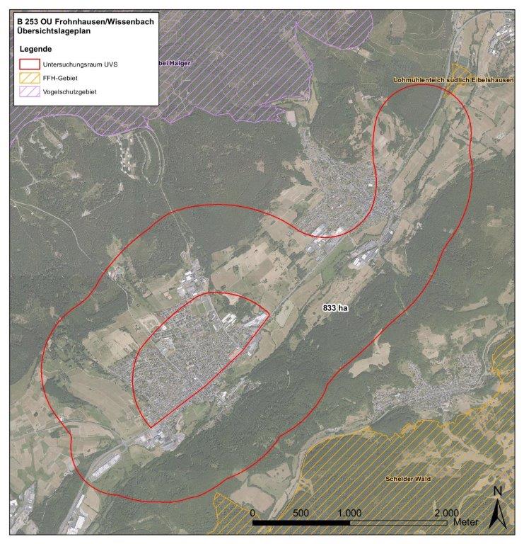 Übersichtsplan i. S. Bekanntmachung Vorbereitende Arbeiten Ortsumgehung Frohnhausen. Mit Klick aufs Bild geht´s zum ganzen Artikel.