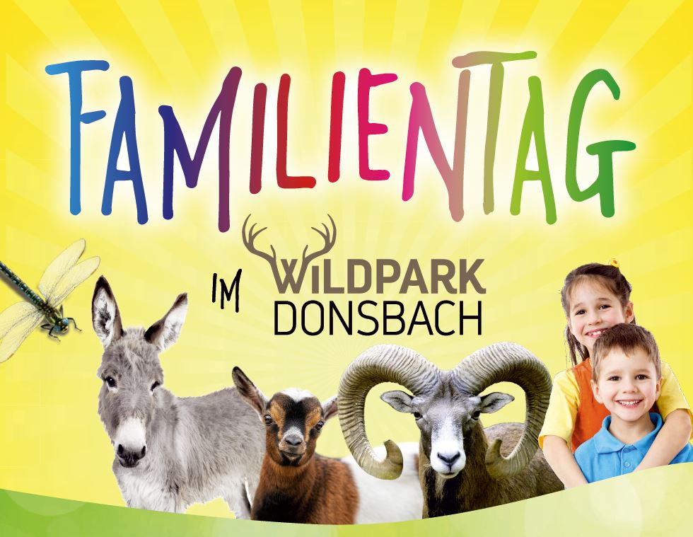 Werbebild für den Familientag im Wildpark Donsbach. Mit Klick aufs Bild geht´s zum ganzen Artikel