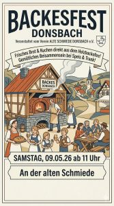 Plakat für das Backesfest am 09.05.26 in Donsbach. Mit Klick aufs Bild geht´s zum ganzen Artikel