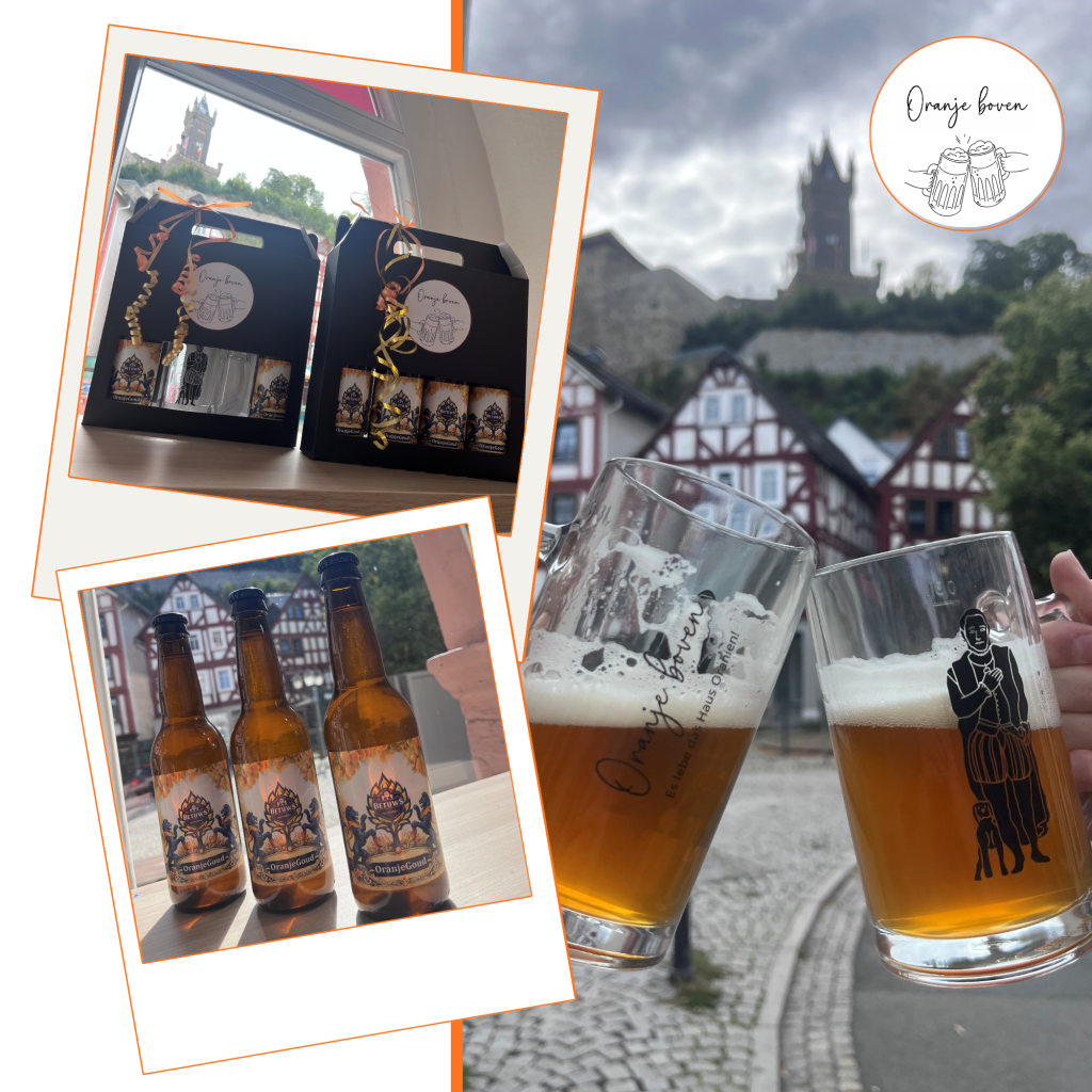 Bierflaschen und Biergläser, die nun in der Touristinfo erhältlich sind.