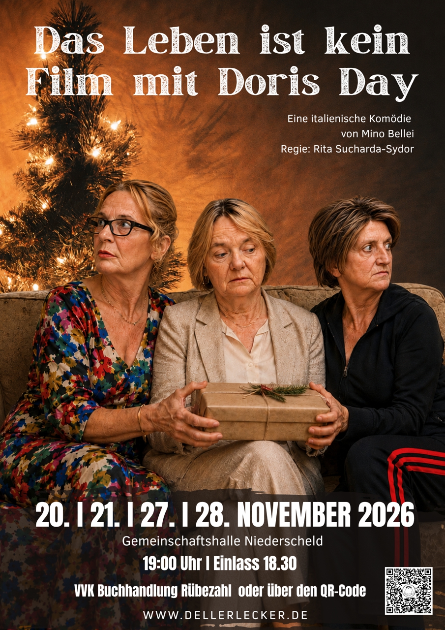 Plakat zum Theaterstück "Das Leben ist kein Film mit Doris Day". Mit Klick aufs Bild geht´s zum ganzen Artikel.